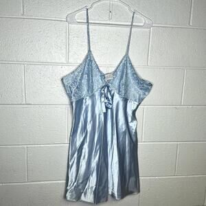 < Vintage Secret Treasures Blue Slip Dress With Lace Detail >